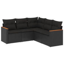 vidaXL 5 részes fekete polyrattan kerti kanapészett párnákkal (3258359) kerti bútor