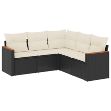 vidaXL 5 részes fekete polyrattan kerti kanapészett párnákkal (3258360) kerti bútor