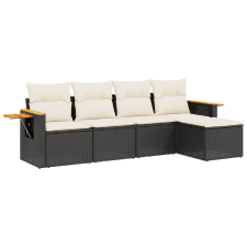 vidaXL 5 részes fekete polyrattan kerti kanapészett párnákkal (3259158) kerti bútor
