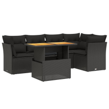 vidaXL 5 részes fekete polyrattan kerti kanapészett párnákkal (3270817) kerti bútor