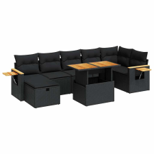 vidaXL 5 részes fekete polyrattan kerti kanapészett párnákkal (3328140) kerti bútor
