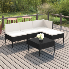 vidaXL 5 részes fekete polyrattan kerti ülőgarnitúra párnákkal kerti bútor