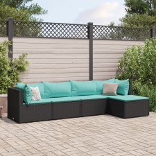 vidaXL 5 részes fekete polyrattan kerti ülőgarnitúra párnákkal kerti bútor