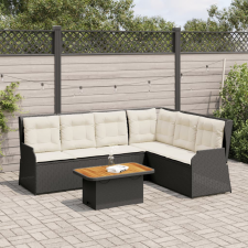 vidaXL 5 részes fekete polyrattan kerti ülőgarnitúra párnákkal kerti bútor
