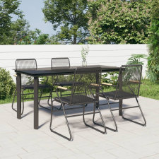 vidaXL 5 részes fekete PVC rattan kerti étkezőgarnitúra kerti bútor
