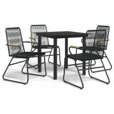 vidaXL 5 részes fekete PVC rattan kerti étkezőgarnitúra (3060274) kerti bútor