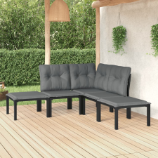 vidaXL 5-részes fekete-szürke polyrattan kerti ülőgarnitúra kerti bútor