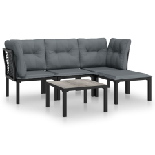 vidaXL 5-részes fekete-szürke polyrattan kerti ülőgarnitúra (3187748) kerti bútor