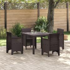 vidaXL 5 Részes Kerti Étkező Szett Barna Poly Rattan kerti bútor