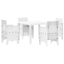 vidaXL 5 Részes Kerti Étkező Szett Párnákkal Fehér Poly Rattan (3378544) kerti bútor