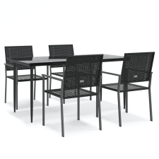 vidaXL 5-részes polyrattan és acél kerti étkezőgarnitúra (3187011) kerti bútor