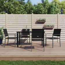 vidaXL 5-részes polyrattan és acél kerti étkezőgarnitúra (3187023) kerti bútor