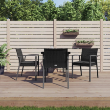 vidaXL 5-részes polyrattan és acél kerti étkezőgarnitúra párnával kerti bútor