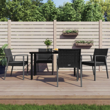 vidaXL 5 részes polyrattan és acél kerti étkezőgarnitúra párnával kerti bútor