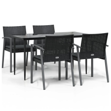vidaXL 5-részes polyrattan és acél kerti étkezőgarnitúra párnával (3186975) kerti bútor