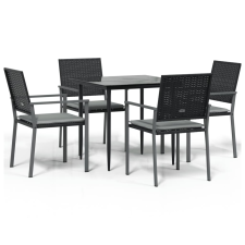vidaXL 5-részes polyrattan és acél kerti étkezőgarnitúra párnával (3187002) kerti bútor