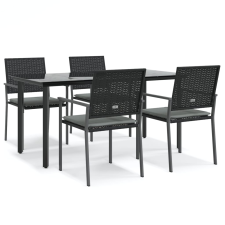 vidaXL 5-részes polyrattan és acél kerti étkezőgarnitúra párnával (3187025) kerti bútor