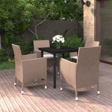 vidaXL 5 részes polyrattan és fekete kerti étkezőgarnitúra párnákkal kerti bútor