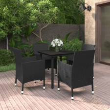 vidaXL 5 részes polyrattan és üveg kerti étkezőgarnitúra párnákkal kerti bútor