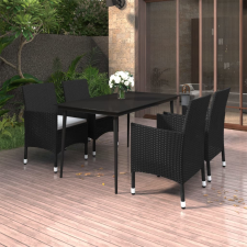 vidaXL 5 részes polyrattan és üveg kerti étkezőgarnitúra párnákkal kerti bútor