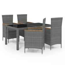 vidaXL 5-részes szürke kültéri polyrattan étkezőgarnitúra párnákkal (3094935) kerti bútor