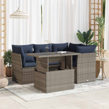 vidaXL 5 részes szürke polyrattan akácfa kerti ülőgarnitúra párnákkal kerti bútor