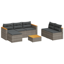 vidaXL 5 részes szürke polyrattan akácfa kerti ülőgarnitúra párnákkal (3213538) kerti bútor