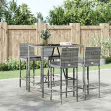 vidaXL 5-részes szürke polyrattan kerti bárszett párnákkal kerti bútor