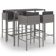 vidaXL 5 részes szürke polyrattan kerti bárszett párnákkal (3094794) kerti bútor