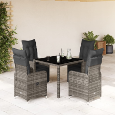 vidaXL 5 részes szürke polyrattan kerti bisztrógarnitúra párnákkal kerti bútor
