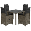 vidaXL 5 részes szürke polyrattan kerti bisztrógarnitúra párnákkal (3277032)