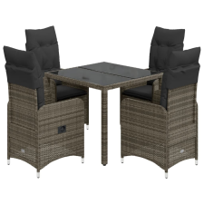 vidaXL 5 részes szürke polyrattan kerti bisztrógarnitúra párnákkal (3277032) kerti bútor