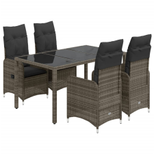 vidaXL 5 részes szürke polyrattan kerti bisztrógarnitúra párnákkal (3277034) kerti bútor