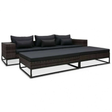 vidaXL 5 részes szürke polyrattan kerti bútorszett párnákkal kerti bútor