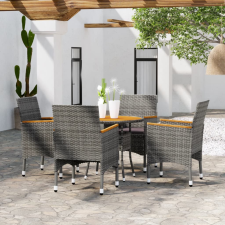 vidaXL 5 részes szürke polyrattan kerti étkezőgarnitúra kerti bútor