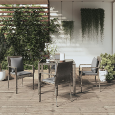 vidaXL 5 részes szürke polyrattan kerti étkezőgarnitúra párnával kerti bútor