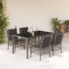 vidaXL 5 részes szürke polyrattan kerti étkezőgarnitúra párnával kerti bútor