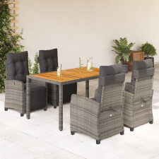 vidaXL 5 részes szürke polyrattan kerti étkezőgarnitúra párnával kerti bútor
