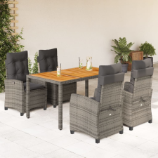 vidaXL 5 részes szürke polyrattan kerti étkezőgarnitúra párnával kerti bútor