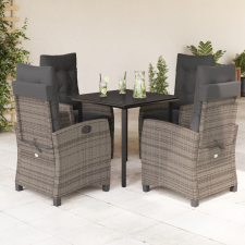 vidaXL 5 részes szürke polyrattan kerti étkezőgarnitúra párnával kerti bútor