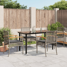 vidaXL 5 részes szürke polyrattan kerti étkezőgarnitúra párnával kerti bútor