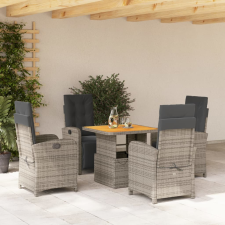 vidaXL 5 részes szürke polyrattan kerti étkezőgarnitúra párnával kerti bútor