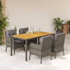 vidaXL 5 részes szürke polyrattan kerti étkezőgarnitúra párnával kerti bútor
