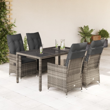 vidaXL 5 részes szürke polyrattan kerti étkezőgarnitúra párnával kerti bútor
