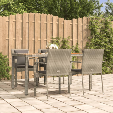vidaXL 5 részes szürke polyrattan kerti étkezőgarnitúra párnával kerti bútor