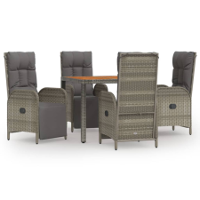 vidaXL 5 részes szürke polyrattan kerti étkezőgarnitúra párnával (3185045) kerti bútor