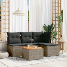vidaXL 5 részes szürke polyrattan kerti ülőgarnitúra párnákkal kerti bútor