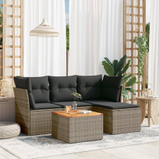 vidaXL 5 részes szürke polyrattan kerti ülőgarnitúra párnákkal kerti bútor