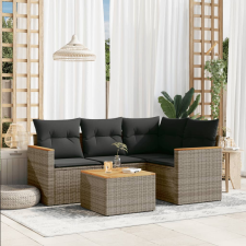 vidaXL 5 részes szürke polyrattan kerti ülőgarnitúra párnákkal kerti bútor