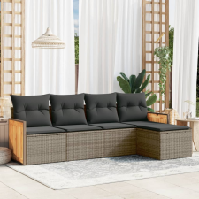 vidaXL 5 részes szürke polyrattan kerti ülőgarnitúra párnákkal kerti bútor